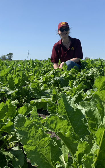 Sam Rude in a sugar beet field