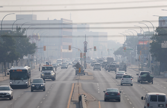 Wildfires lead to haze and smoke that is present in Manitoba, Canada