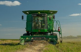 Tractor in Kernza field.