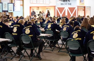 FFA students working at desks.