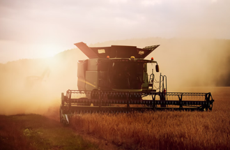 Combine at sunset